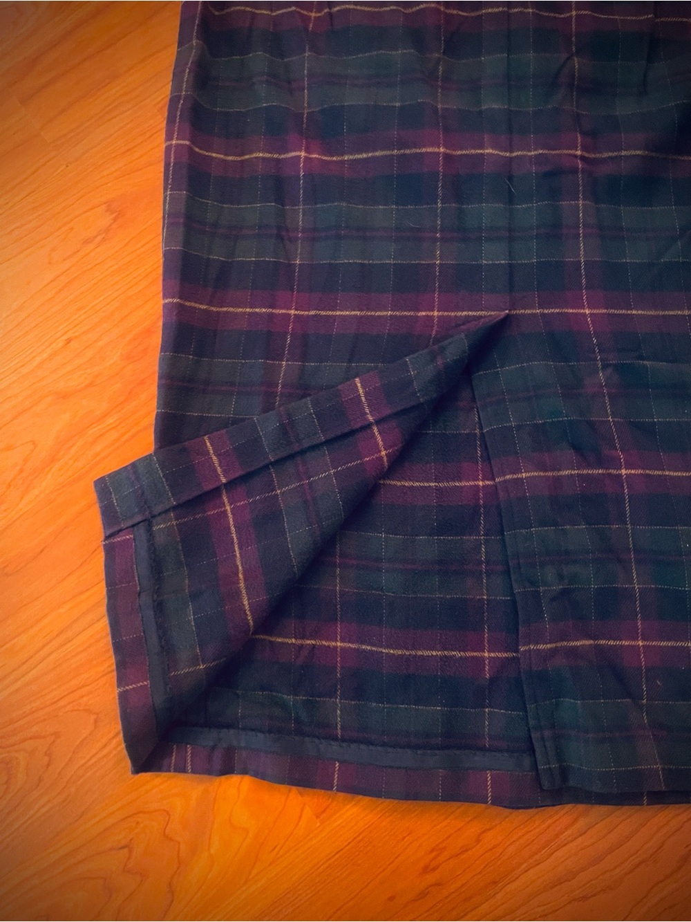 VTG Talbots Long Faux Wrap Skirt Green Purple Plaid Flannel Maxi sz 12 - Picture 11 of 14